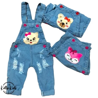 Jardineira Macacão calça jeans infantil feminino para menina