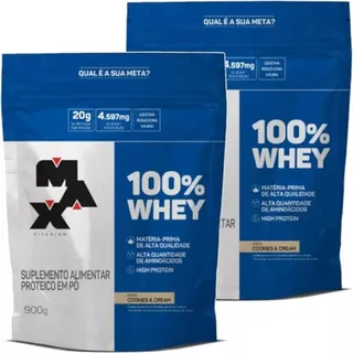Kit 2 Whey Protein Max Titanium refil 100% Puro Concentrado 900g