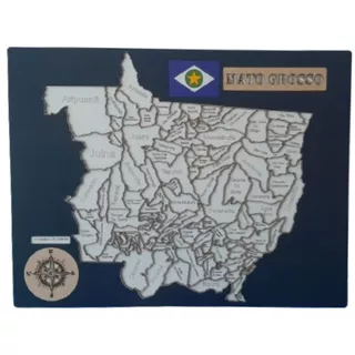 Quadro Mapa Estado do Mato Grosso Com Municipios