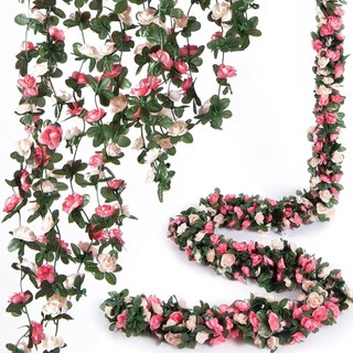 Corrente de Rosa 2.5mts com 45 Flores, Cordão de Flores Artificial, Pedente de Flores Varies Cores em Oferta na Shopee