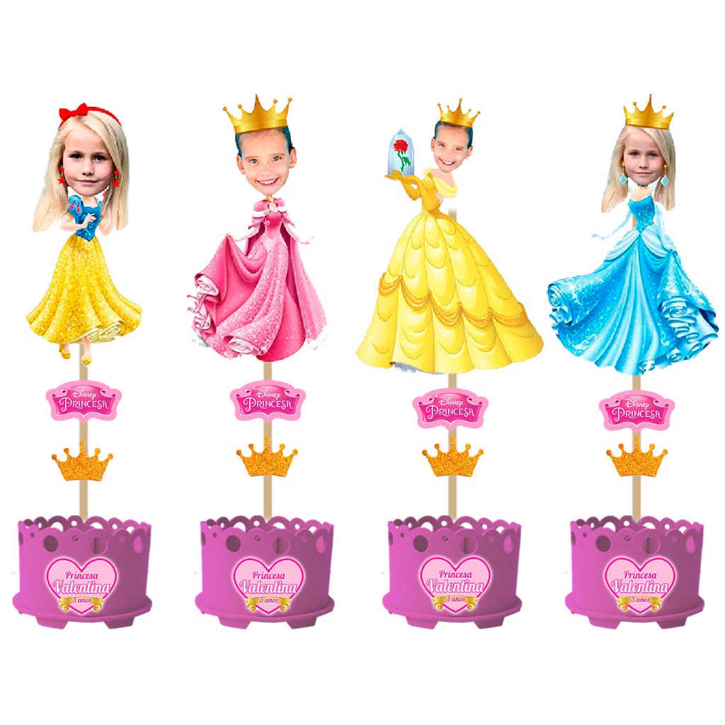 10 Lembrancinhas Princesas Disney Enfeite De Mesa Princesas Disney Baby  Centro De Mesa Ou Kit Festa Princesas Rosa | Shopee Brasil