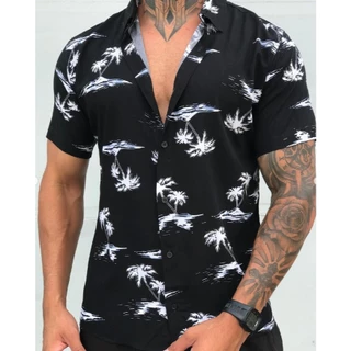 Camisa Florida Masculina Social Floral Moda Praia havaiano Camisa Social Estampada Floridas - Verão