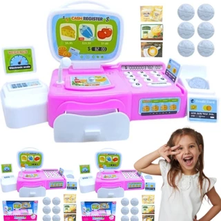KIT 2 Brinquedo Caixa Registradora GAVETA BALANÇA + MOEDAS + CAIXINHAS + CARTÃO Luz Som EDUCATIVO