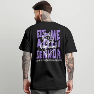 Camiseta Jesus Oversized Streetwear Masculina Feminina camisa 100% Algodão Eis-me aqui Senhor