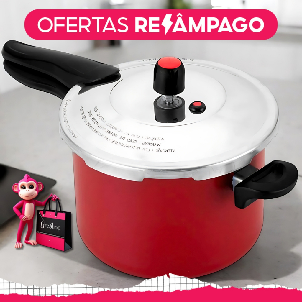 Panelas de Pressão Antiaderentes e Polidas 3L, 4.5L, 7L - Várias Cores e Modelos