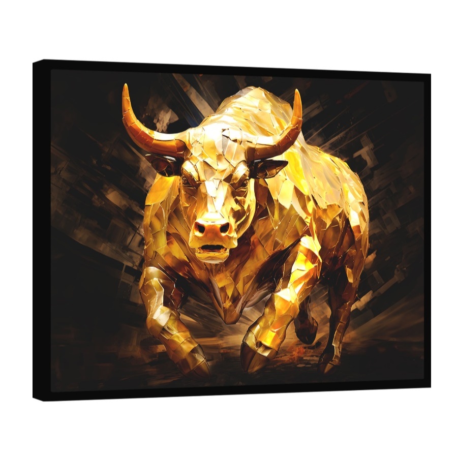 quadro decorativo Touro Dourado quarto sala hall escritorio
