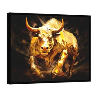 quadro decorativo Touro Dourado quarto sala hall escritorio