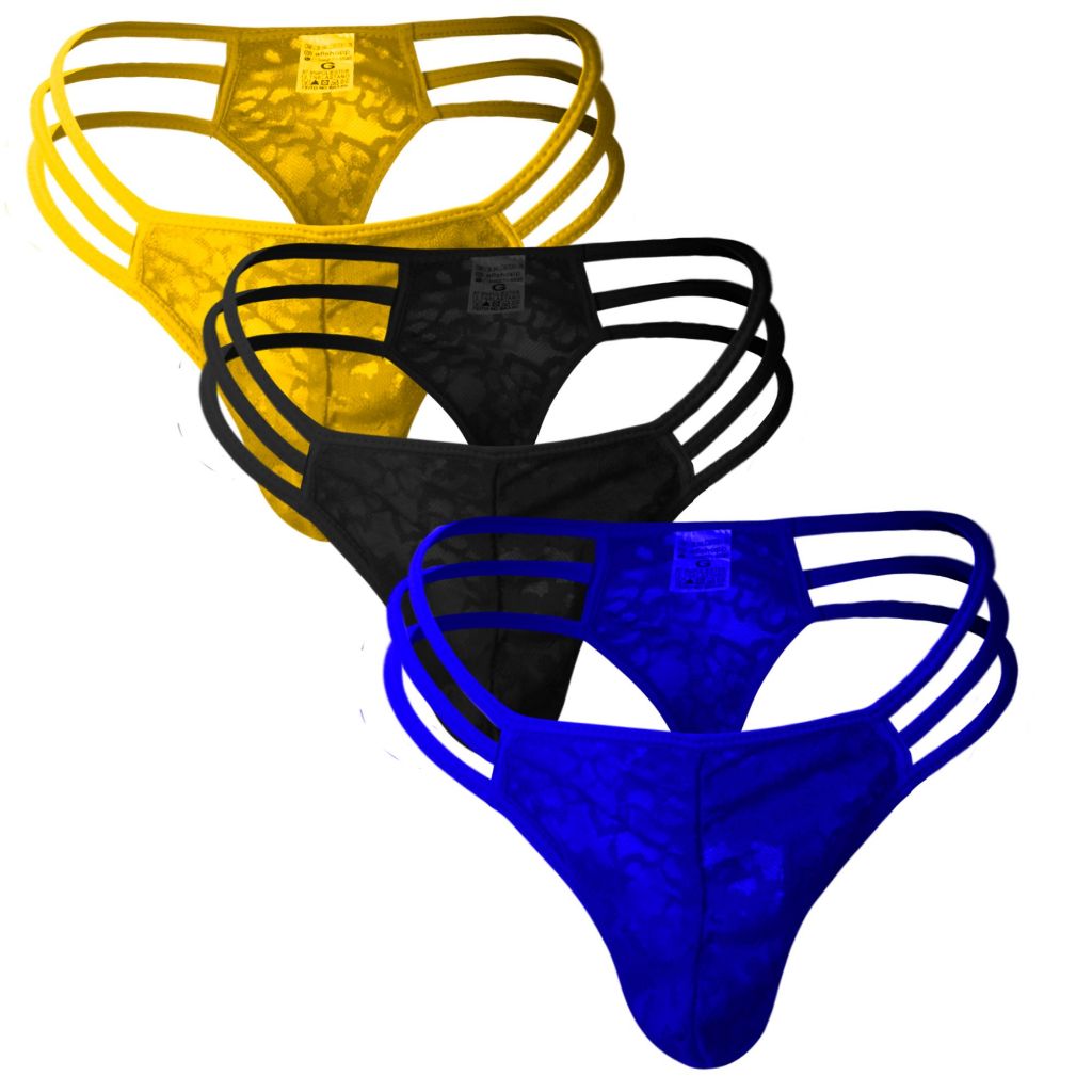 Kit 3 Calcinha Masculina Desejo Renda Romantica Thong Homem Biquini ...