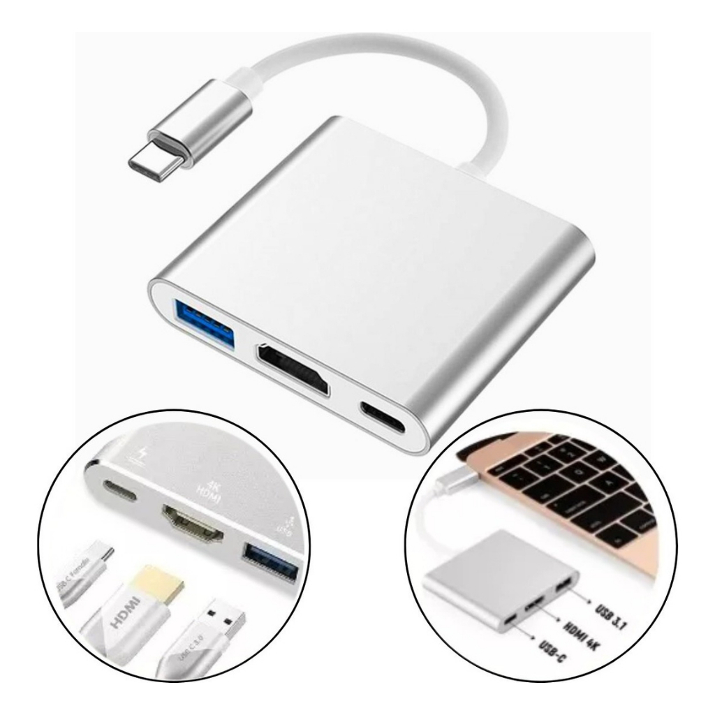 Adaptador USB C para HDMI 4K, USB C, USB | Shopee Brasil