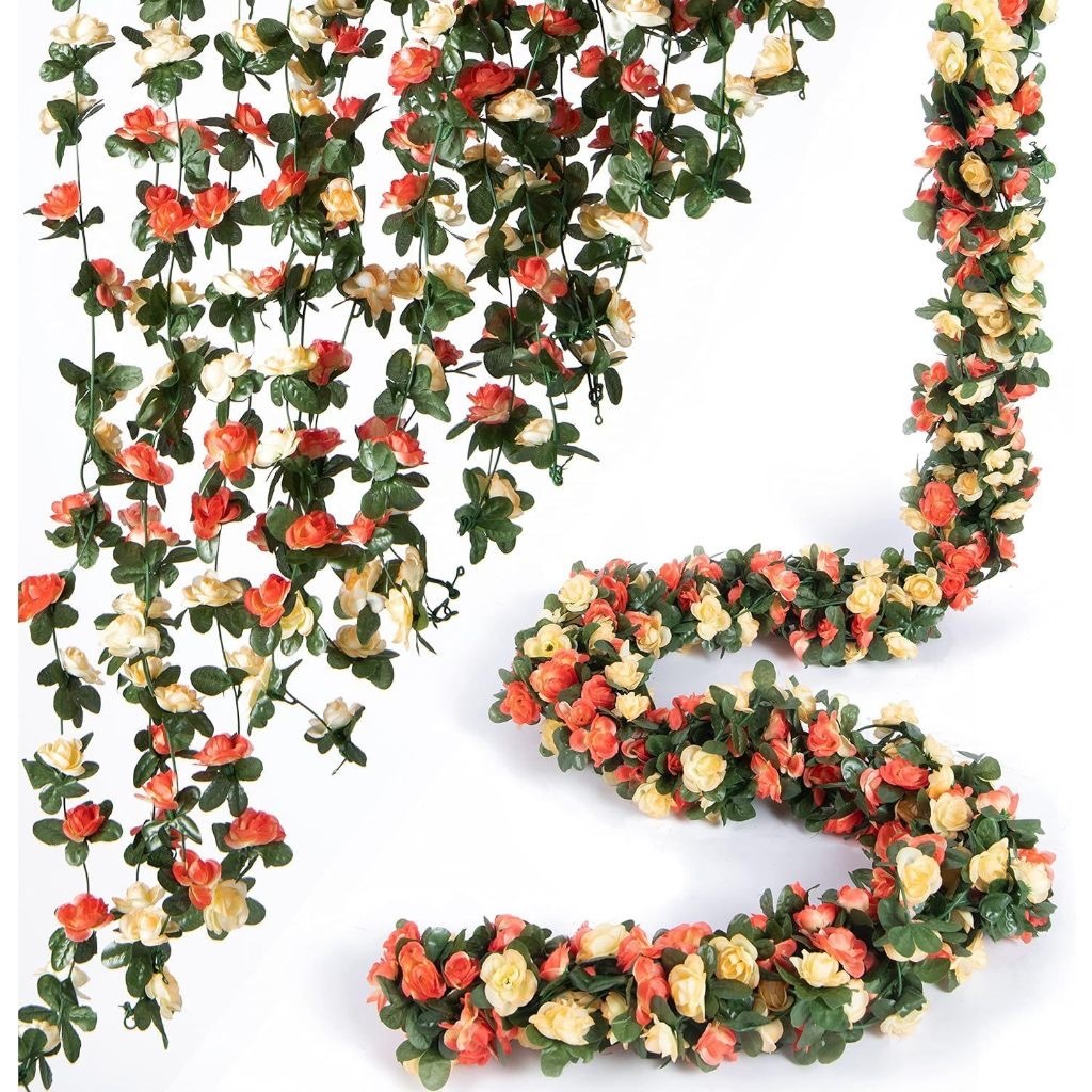 KIT de Corrente da Rosa 2.5mts com 45 Flores, Cordão de Flores Artificial, Pedente de Flores Bonita