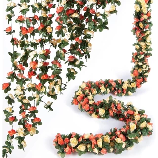 KIT de Corrente da Rosa 2.5mts com 45 Flores, Cordão de Flores Artificial, Pedente de Flores Bonita