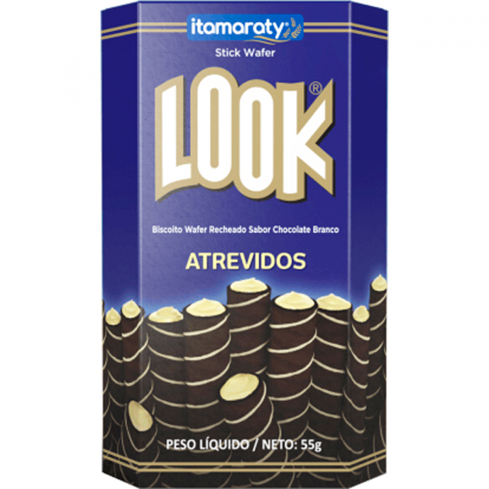 Biscoito Tubo Look Wafer Canudo Recheado Atrevidos Chocolate Branco 55g ...