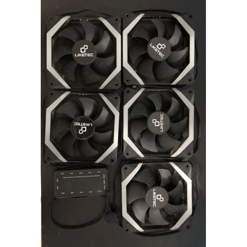 KIT CINCO COOLER FAN LIKETEC FANTOM 120MM RGB + CONTROLADORA