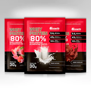 1x DOSE Whey Protein Concentrado 80% Sachês de 30g - Growth Supplements