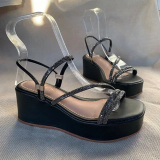 Sandália Plataforma Regulador Strass Feminina