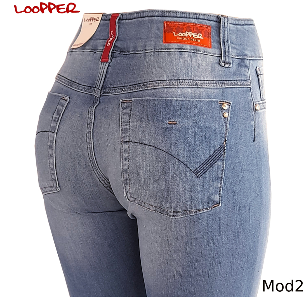 Calça Jeans Legging Cós Alto Anatômico Loopper Loper