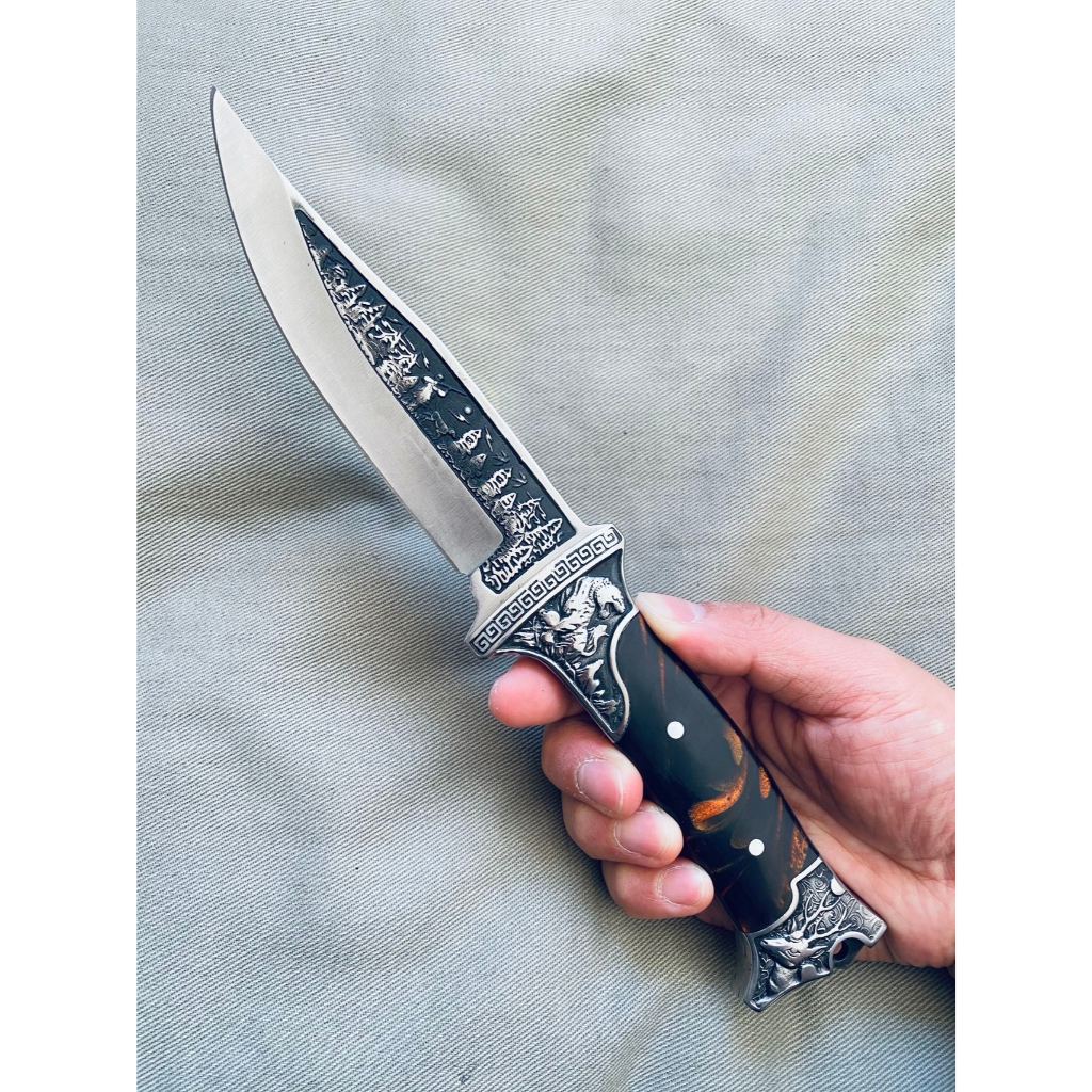 Faca De Caça Pesca Churrasco Luxo Fulltang Inox Taue KB3188B Selva