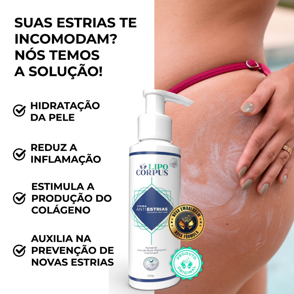 Imagem do produto Creme AntiEstrias Removedor Estrias 250g Lipo Corpus 5