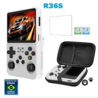 Game Console Portátil R36S Vídeo Game 64gb Tela IPS 3.5 Polegadas + Bolsa protetora + Par grips analógico e Película - Pronta entrega