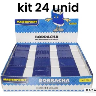Borracha Escolar Branca Com Capa Azul - Caixa Com 24 Unidades Master