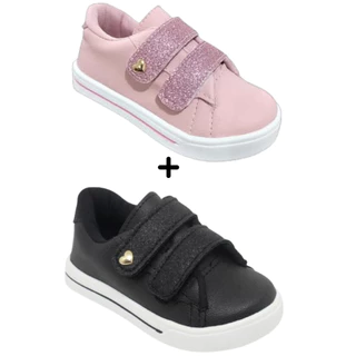kit 2 tênis Infantil Feminino versátil barato perfeito para passeios e escola promoção