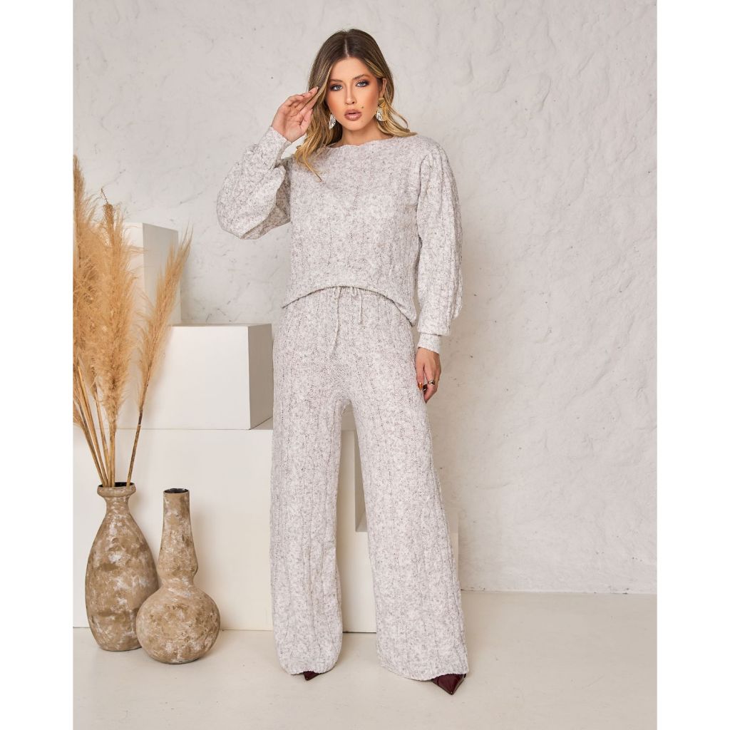 Conjunto Trico Inverno Feminino Calça Manga Longa Mousse Frio | Shopee ...