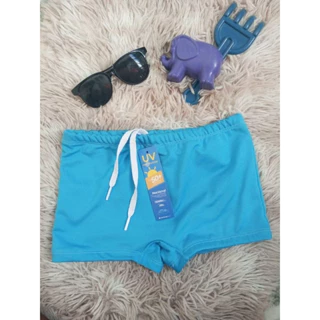 KIT com 4 Sungas Boxer infantil ajustável na cintura - Moda Praia - Azul, Vermelho, Azul claro, E Preto