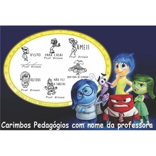 Kit 6 carimbos pedagógicos personalizado no tema divertidamente com nome da professora