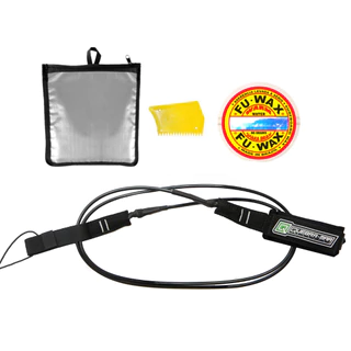 Leash Surf 6´x5mm + Raspador + Parafina Fu Wax + Estojo Wax