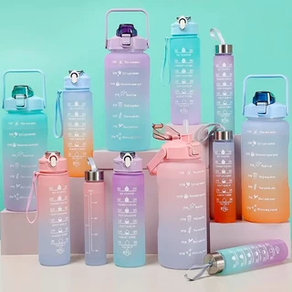 Kit 3 Garrafa Squeeze De Água Galão 2L Litros Motivacional Academia Colorida Antivazamento
