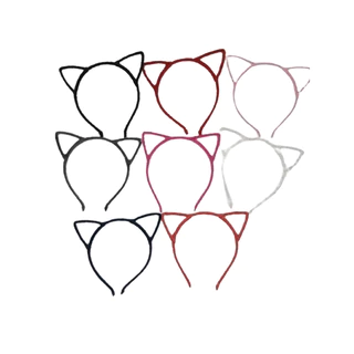 Kit c/12 tiaras gatinhos cores diversas com pelo artificial