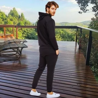 Conjunto Moletom De Frio Masculino Liso, capuz (calça+blusa)