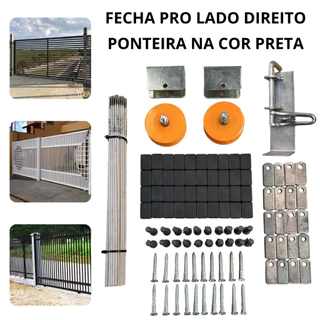 Kit Acessórios Peças Para Portão de Correr Residencial Deslizante de Rodinha Roda Roldana Direito Preto