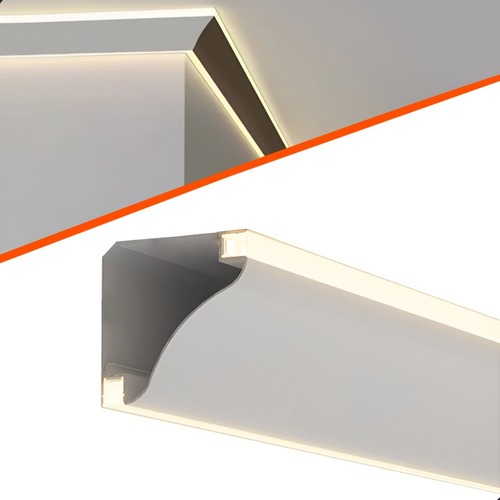 Perfil De Led Sobrepor Roda-teto Alumínio 2m P/ Sanca Gesso