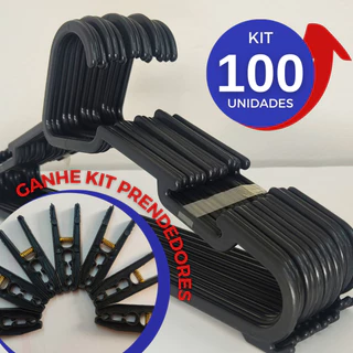 Kit 100 cabide adulto cabides reforçado para roupas cruzeta 100 unidades