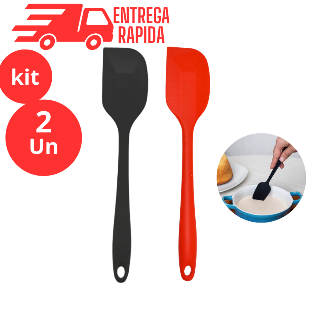 KIT 2 ESPÁTUA SILICONE 28,5 cm ESPATULA PÃO DURO SILICONE