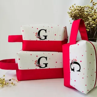1unid Necessaire box com alça personalizado com inicial necessaire feminino rosa  bolsinha em Oferta na Shopee