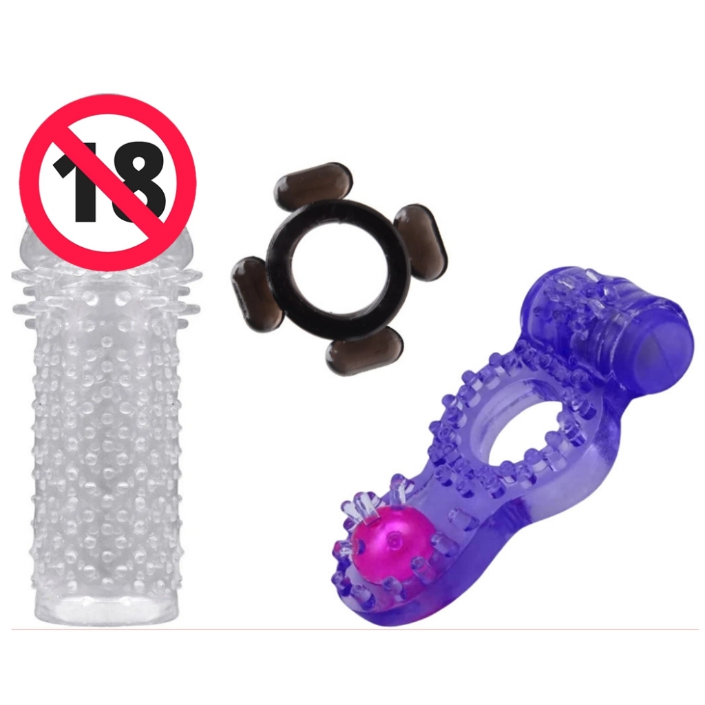 KIT Super Anel Peniano Pérola + Capa Peniana Transparente + Anel Peniano Simples Retard SEX SHOP