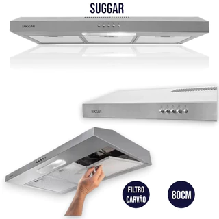 Depurador de Ar Suggar 80cm de Cozinha Slim Inox 3 Velocidades Lampada Tela Alumínio Coifa 165W