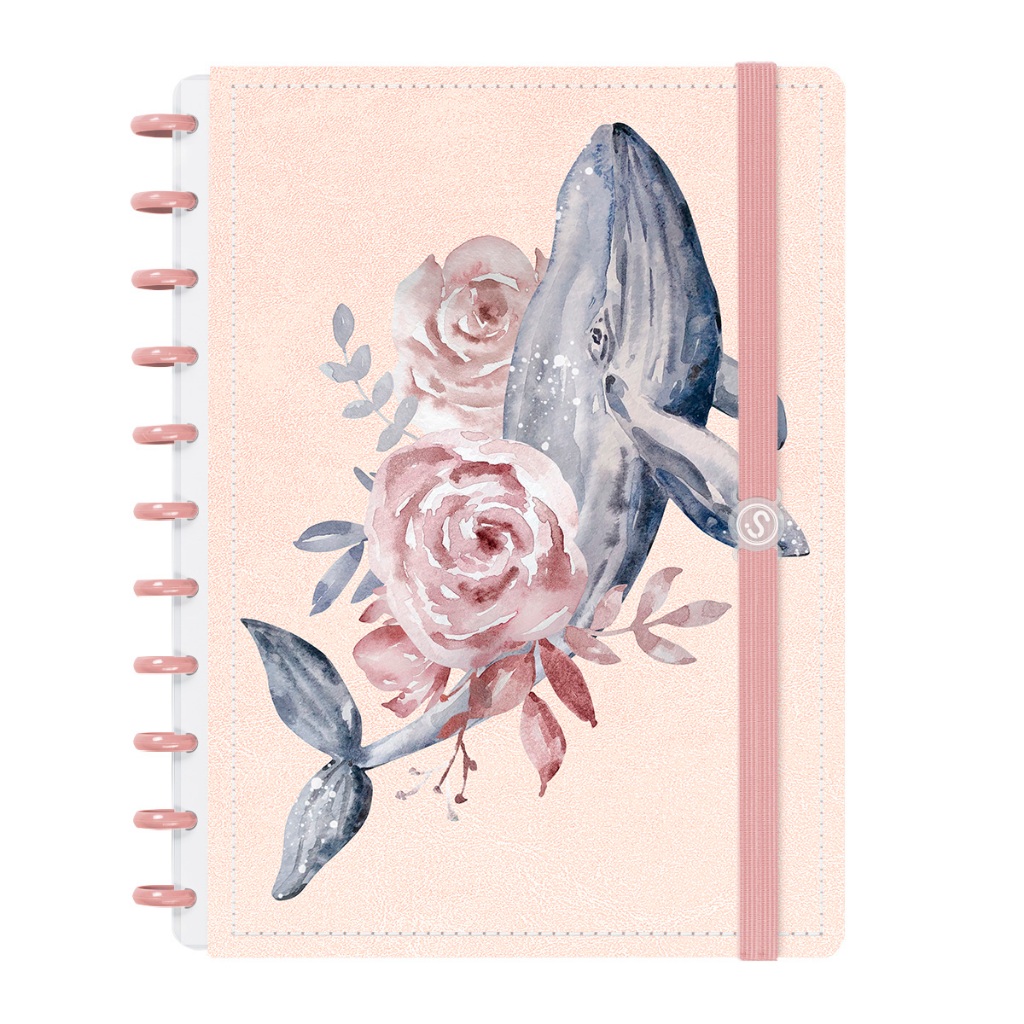 Caderno de Disco ISCOOL Inteligente Oceania Mar de Flores Rosa
