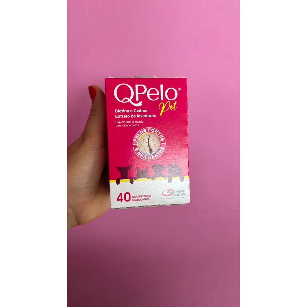QPelo Pet Suplemento para Pelos Cães e Gatos Agener 40 Comprimidos