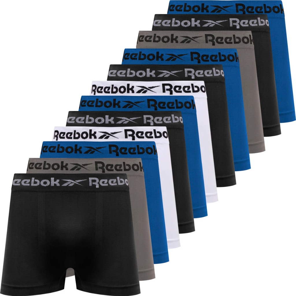 Kit 12 Cuecas Boxer Reebok Original Masculina Box Microfibra Sem Costura Confortável Adulto