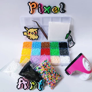 Kit Perler Beads 2.6mm com Pegboard, Pinça, Guia e Papel Manteiga 10000pçs Modelos