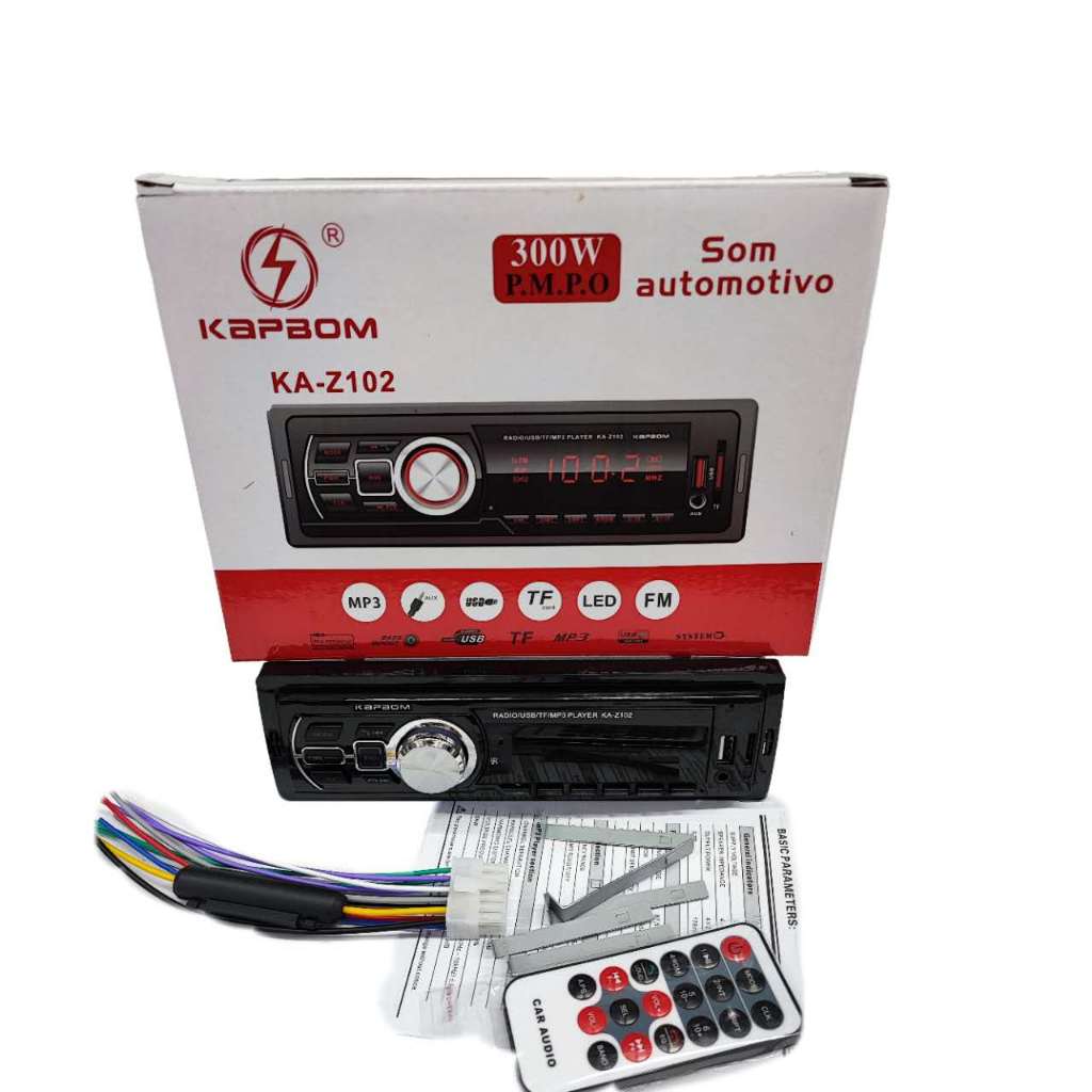Som Automotivo Usb Mp3 Bluetooth Cartão Sd Fm Kapbom Ka-z102