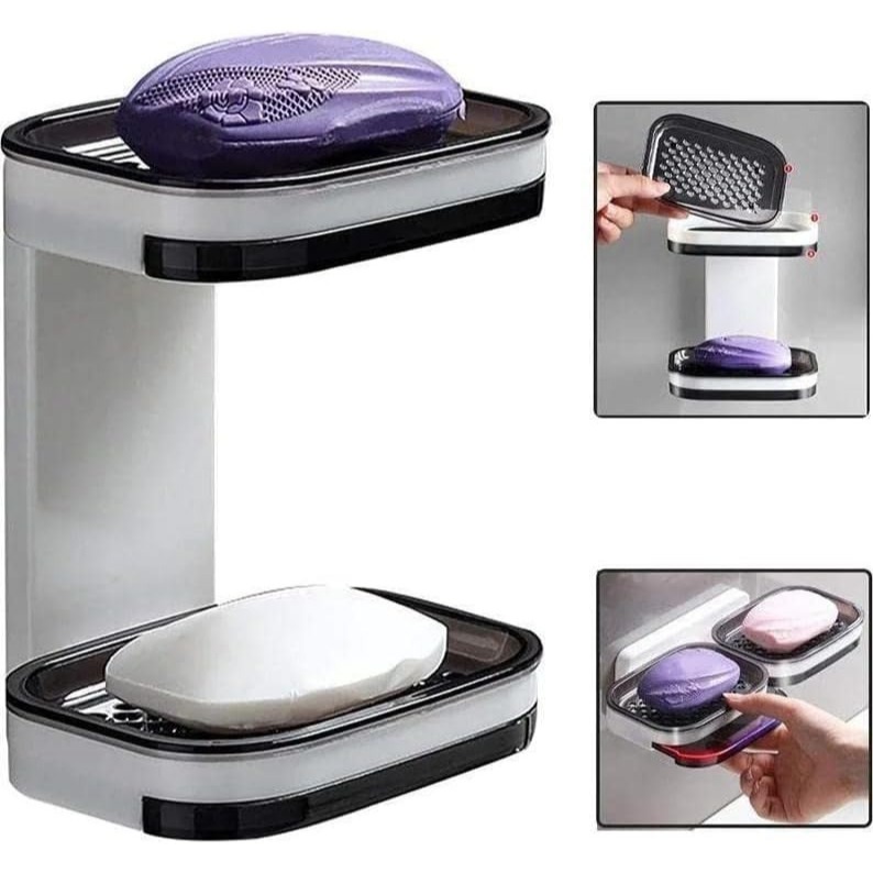 Saboneteira 2 Camada Caixa De Sabão Para Banheiro Com Suporte