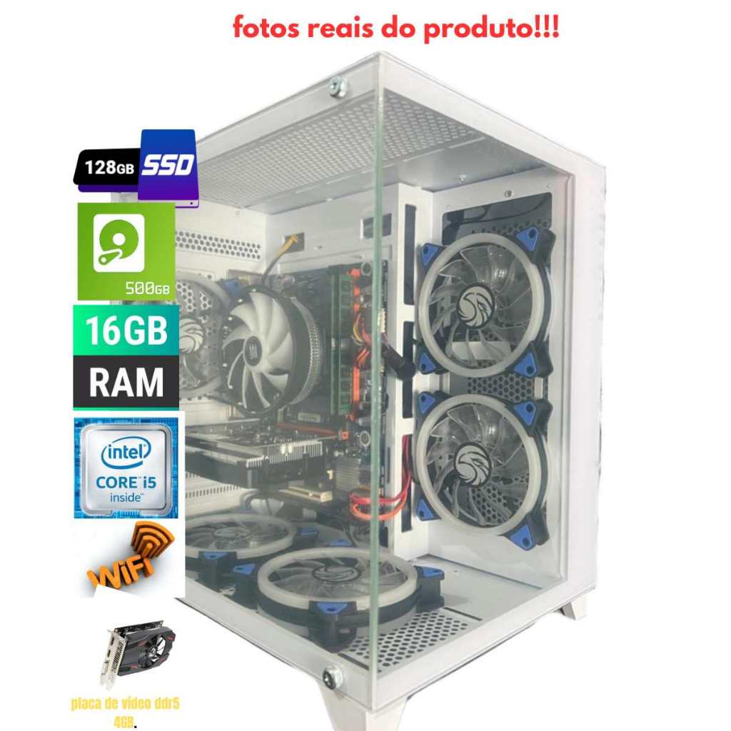 PC GAMER CPU I5 16GB SSD128GB+500HD PLACA DE VÍDEO 4GB WIFI