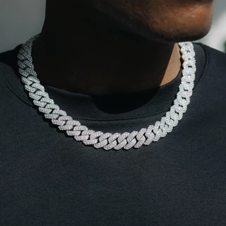 Colar choker corrente cordão ice cravejada de 45 CM modelo Premium A+++ (Prong 45cm)
