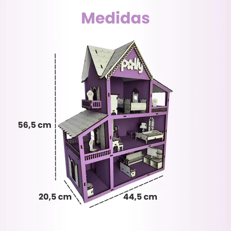 Casa de bonecas 60 cm com móveis