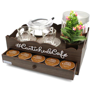 Bandeja organizadora de capsulas c/ aplique Cantinho do Café - 3 corações / Dolce Gusto / nespresso