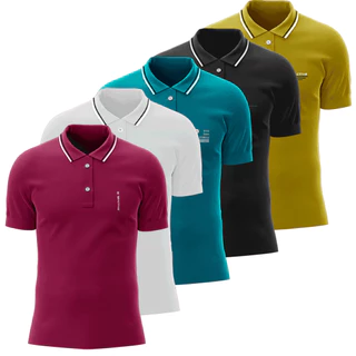 Kit 5 Camiseta Polo Plus Size Masculina Slim 100% Algodão Casual Basica